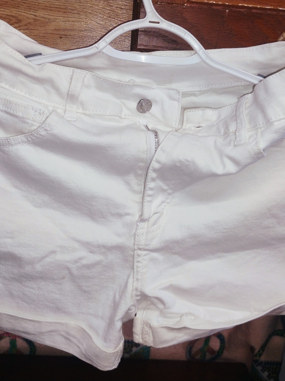 SHEIN White High-Rise Denim Jean Shorts